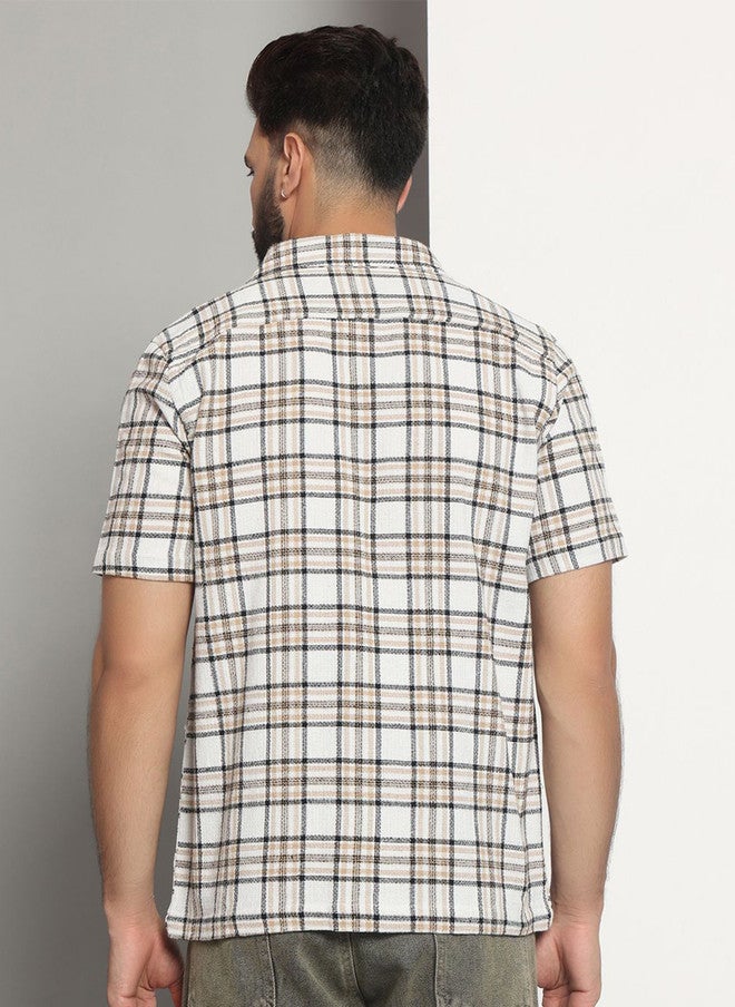 CHIMPAAANZEE Men Tartan Checks Opaque Checked Casual Shirt - Image 5